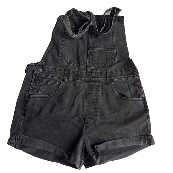We The Free Ziggy Shortalls Dark Grey /Black Denim Size M/L Free People - Picture 1 of 4